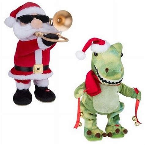 Animated Musical Christmas Plush Santa with Trombone or Christmas T-Rex - Walmart.com