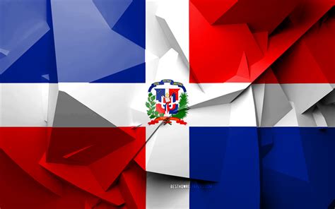 Download wallpapers 4k, Flag of Dominican Republic, geometric art, North American countries ...