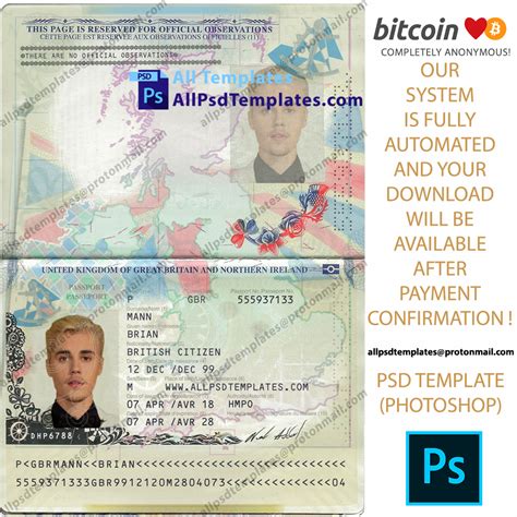 UK Passport Template - ALL PSD TEMPLATES