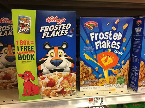 Hannaford Frosted Flakes Cereal was right next to the real deal in the store ...