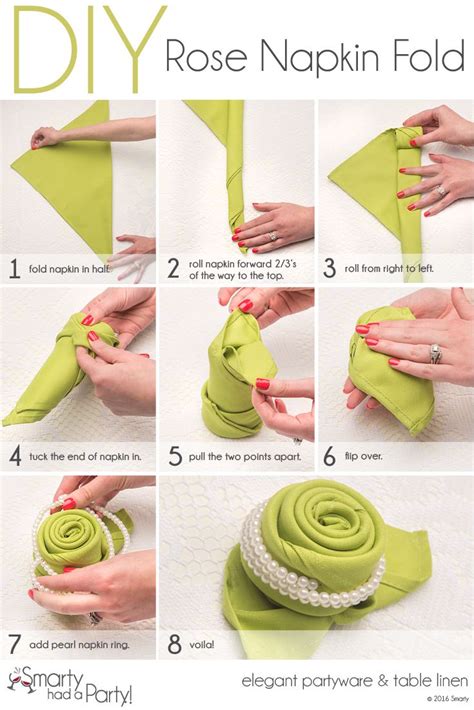 DIY Rose Napkin Fold | www.SmartyHadAParty.com | Diy roses, Napkin ...