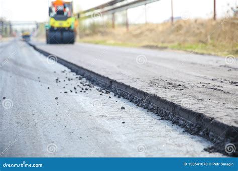 New Asphalt Layer on the Road Stock Photo - Image of close, asphalt ...