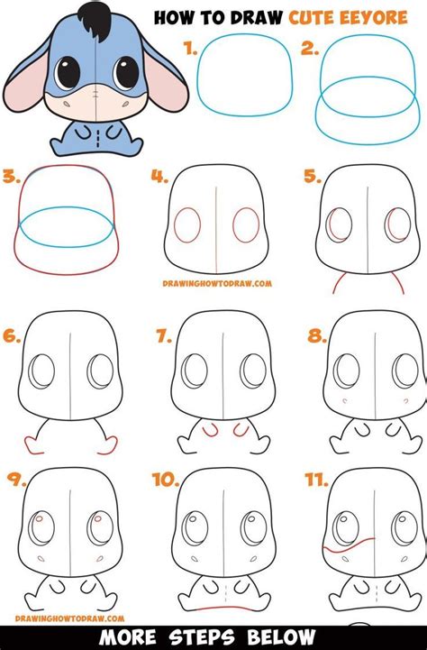 How to Draw a Cute Chibi / Kawaii Eeyore Easy Step by Step Drawing Tutorial for… | Drawing ...