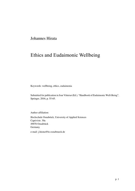 (PDF) Ethics and Eudaimonic Well-Being