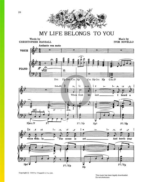 My Life Belongs To You (Ivor Novello) Piano Sheet Music - OKTAV