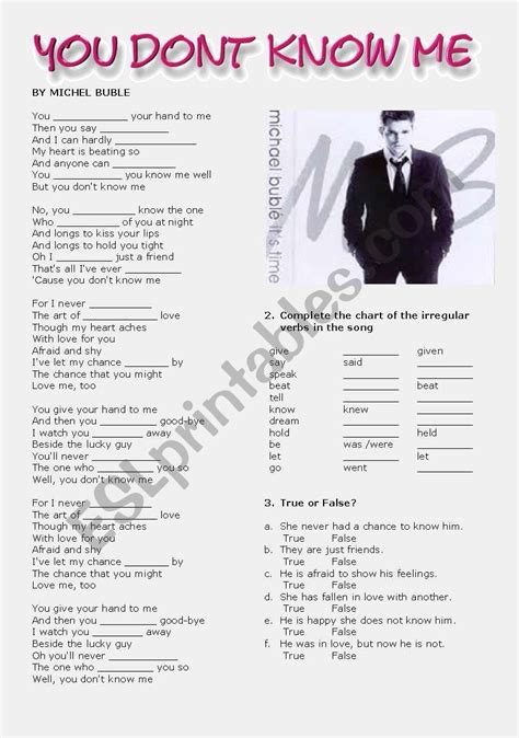 You Don´t Know Me - ESL worksheet by Cris M