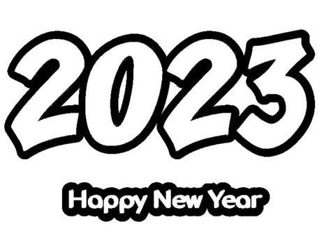 Happy New Year 2023 Free Printable coloring page - Download, Print or ...