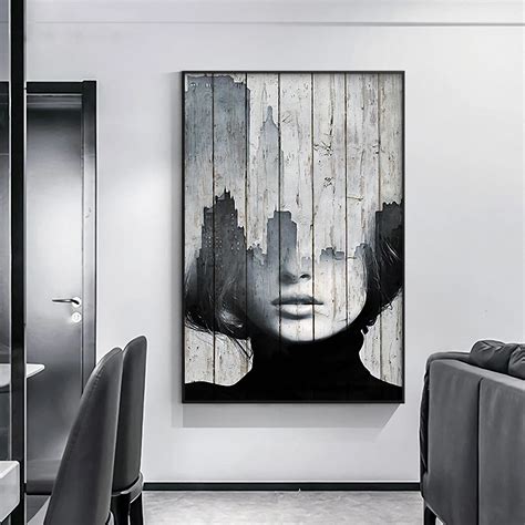 Nordic-Creative-Wood-Plank-Wall-Art-Picture-Print-Canvas-Painting-Black ...