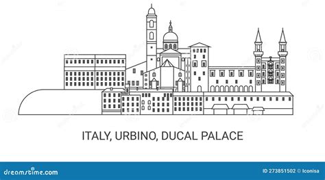 Italy, Urbino, Ducal Palace, Travel Landmark Vector Illustration Stock Vector - Illustration of ...