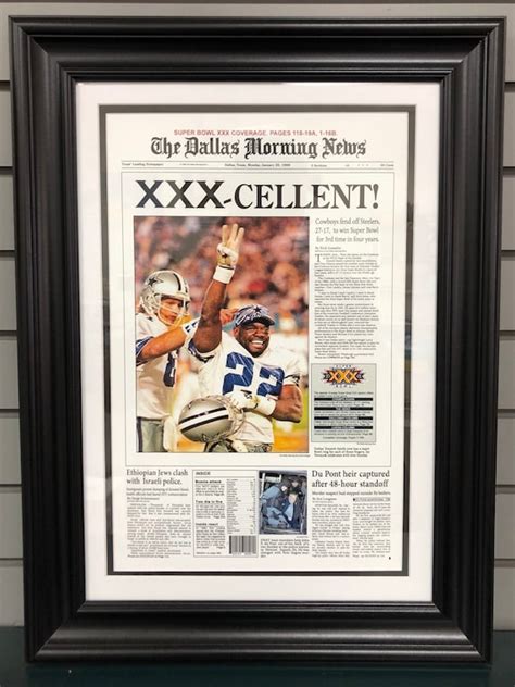 1996 Dallas Cowboys Super Bowl Champion Framed Newspaper Front - Etsy