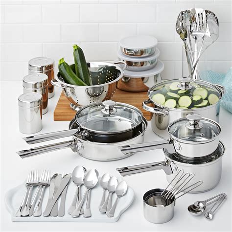 Mainstays Stainless Steel 52 Piece Cookware Set, with Kitchen Tools and Flatware - Walmart.com