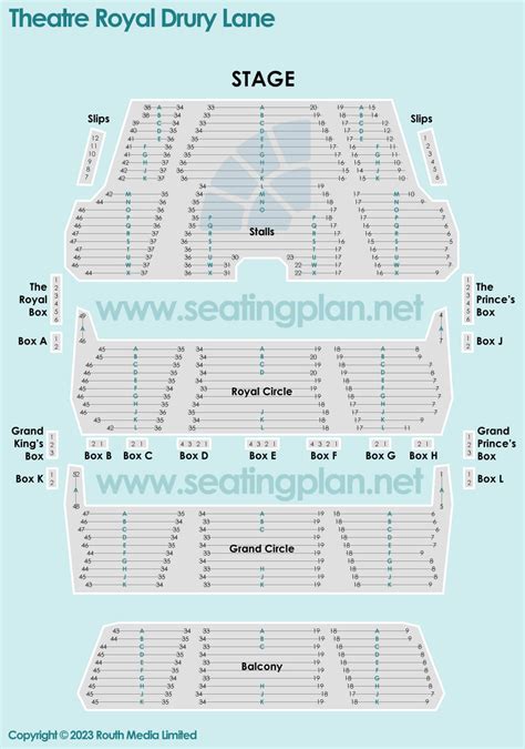 Theatre Royal Drury Lane Detailed Seating Plan