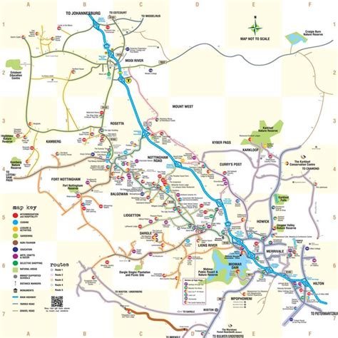 Drakensberg Mountains Midlands Meander Map | Drakensberg mountains ...