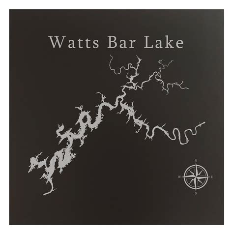 Watts Bar Lake Map 24x24" Black Metal Wall Art Office Decor Gift ...