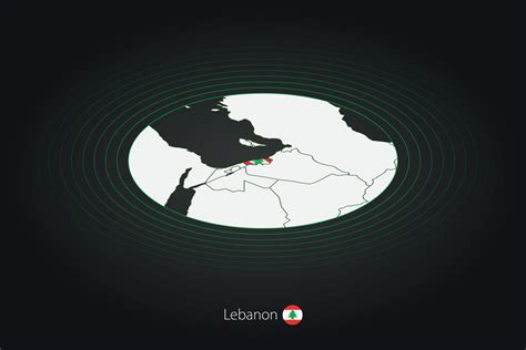 Lebanon map in dark color, oval map with neighboring countries ...