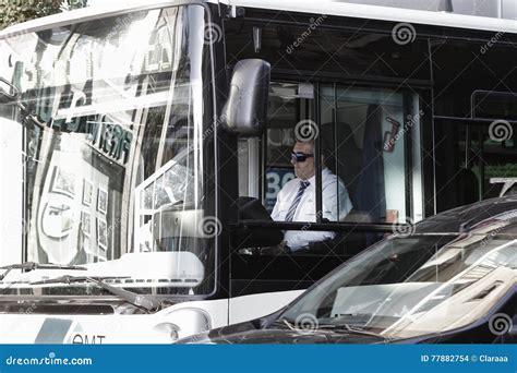 Bus driver in the city. editorial stock image. Image of carrying - 77882754