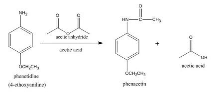 Write out the reaction and mechanism for the synthesis of phenacetin from acetic anhydride and ...