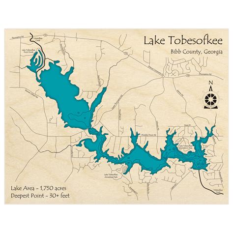 Lake Tobesofkee 3D Custom Wood Map – Lake Art LLC