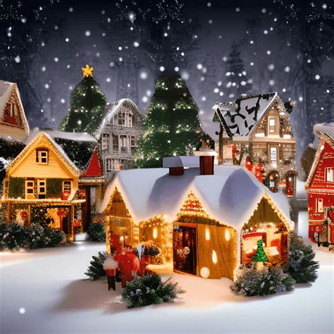 Snowy Christmas Village Wallpaper