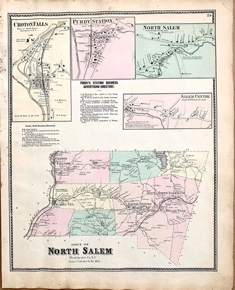 North Salem Map, Original 1867 New York State Atlas Map, Westchester ...