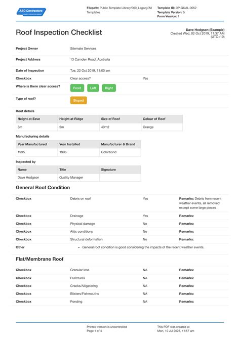 Commercial Roof Inspection Checklist And Report Template – NBKomputer