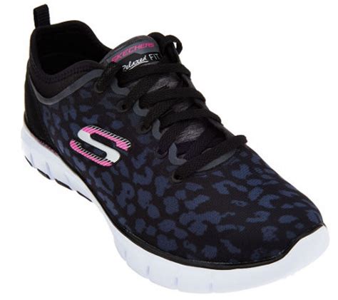 Skechers Animal Print Mesh Lace-up Sneakers - Power Player