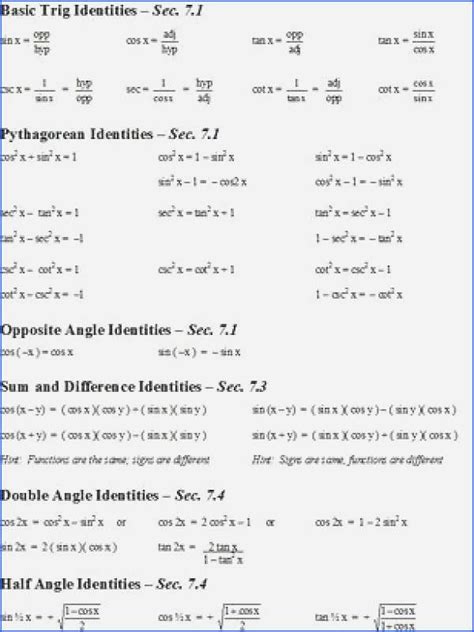 Proving Trig Identities Worksheet With Answers