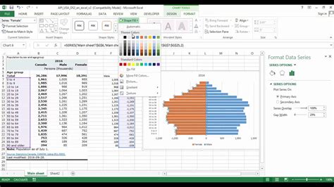 How to make a population pyramid chart in excel - YouTube