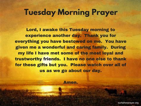 Tuesday Morning Prayer ⋆ Our Father Prayer - Christians United in Faith