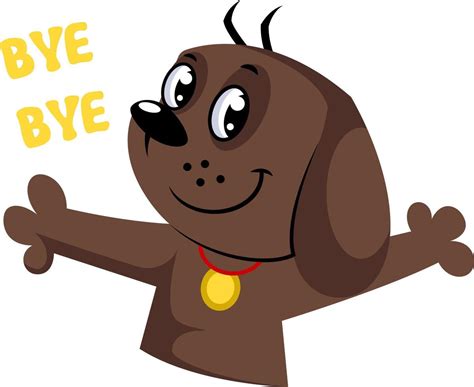 Brown dog saying Bye Bye vector illustration on a white background ...