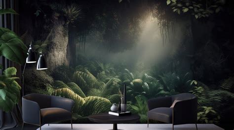 Living Room Mural Jungle Wallpaper Wall In A Backgrounds | JPG Free ...