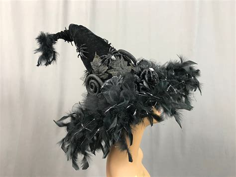 Elegant Black Witch Hat Feather Witch Hat Costume Wiccan Hat | Etsy | Black witch hat, Witch hat ...
