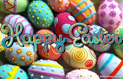 colorful decorated easter eggs with the words happy easter