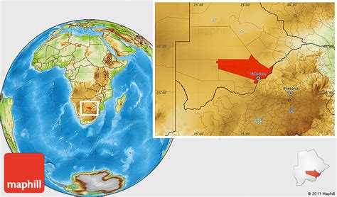 Physical Location Map of Gaborone Region