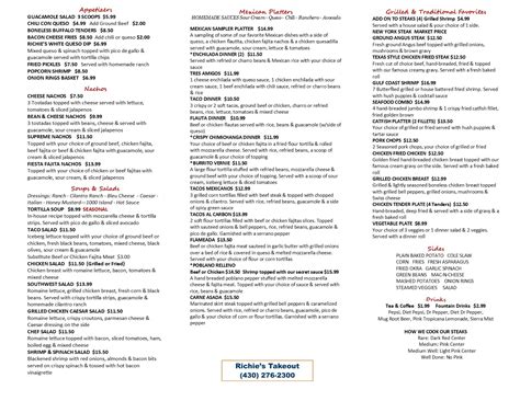 Take Out Menu Page 2