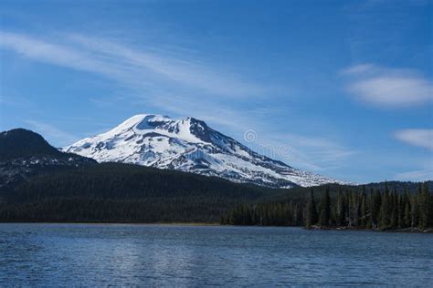 Serene View of Mountain Reflected in Lake Stock Photo - Image of space, sisters: 91561234