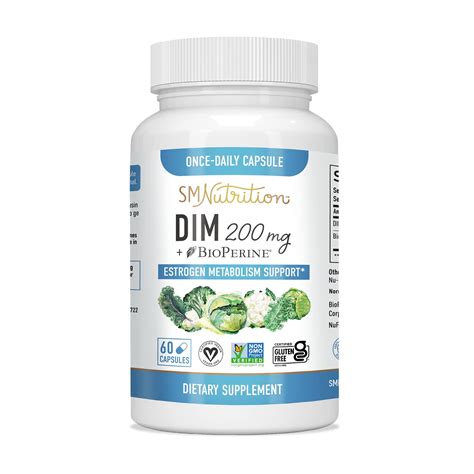 DIM Supplement 200mg - DIM Diindolylmethane Plus BioPerine 60-Day Supply of DIM for Estrogen ...