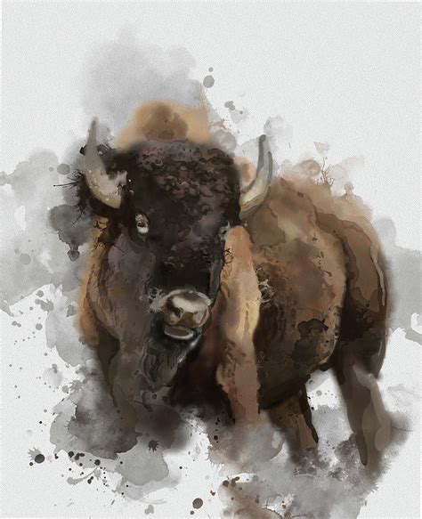 Running Buffalo Digital Art by Bekim M