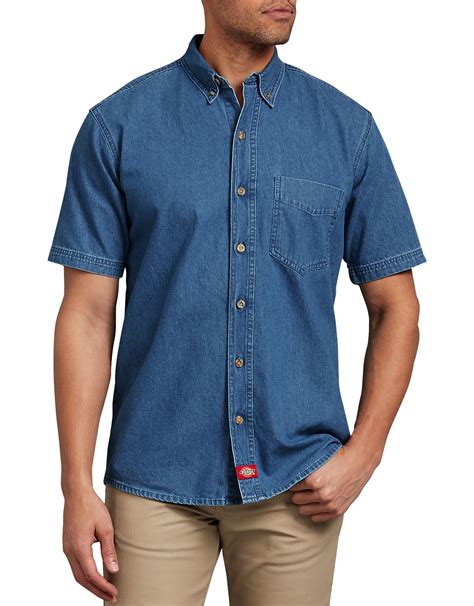 Short Sleeve Button-Down Denim Shirt | Mens Shirts | Dickies