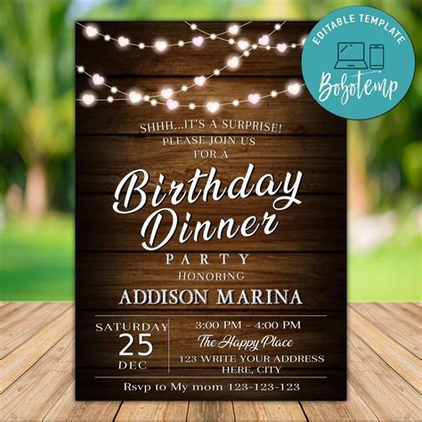 Printable Surprise Birthday Dinner Invitation Instant Download | Bobotemp