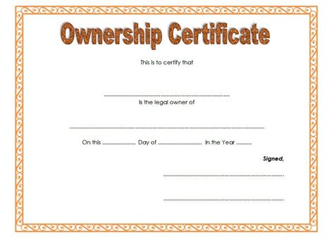 Ownership Certificate Templates Editable 10 Official in Sobriety Certificate Template 10 Fresh ...