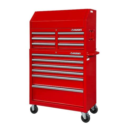 Husky 36 in. W x 18 in. D Heavy Duty 12-Drawer Combination Rolling Tool Chest and Top Tool ...