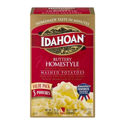 Idahoan Buttery Homestyle Mashed Potatoes, 5 ct, 20 oz - Walmart.com ...