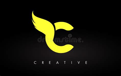 Letter C Logo with Yellow Colors and Wing Design Vector Stock Vector - Illustration of font ...