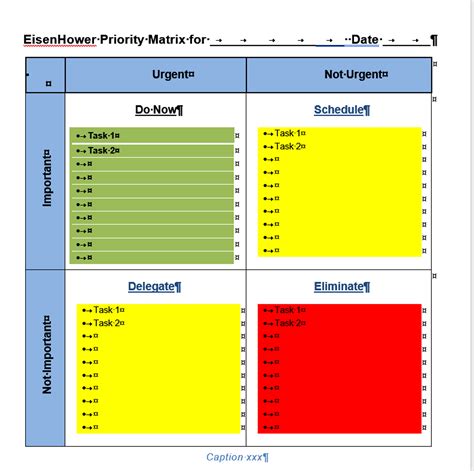 EisenHower/Urgent Important Matrix Excel Management & Word templates