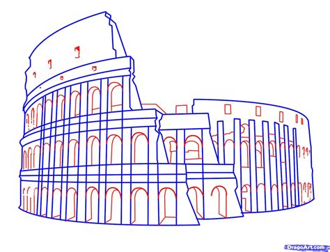 How to Draw the Colosseum, Step by Step, Famous Places, Landmarks & Places, FREE Online Drawing ...