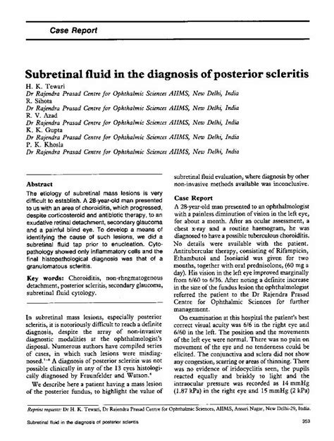 (PDF) Subretinal fluid in the diagnosis of posterior scleritis ...