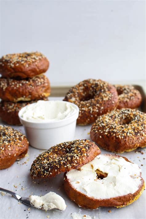 Whole Wheat Everything Bagels with Peppered Cream Cheese - The Sweet and Simple Kitchen