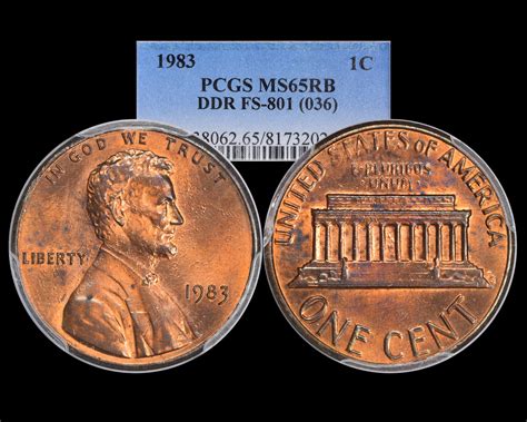 1983 Double Die Reverse 1C Lincoln Memorial Cent PCGS MS65RB - The Penny Lady®