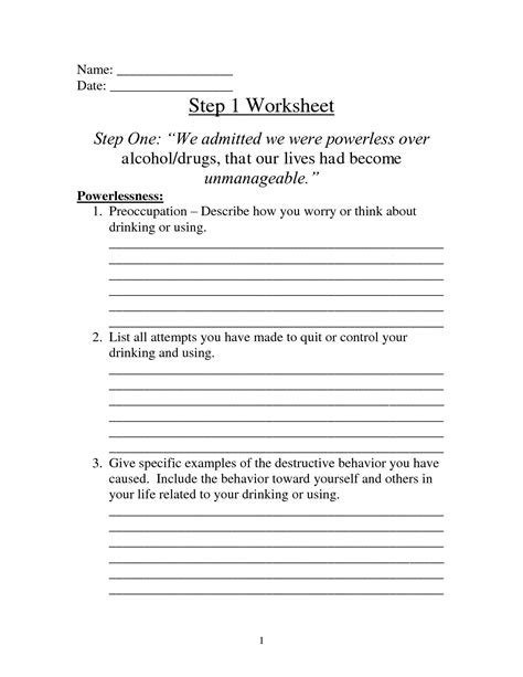 Aa Worksheet Step 2